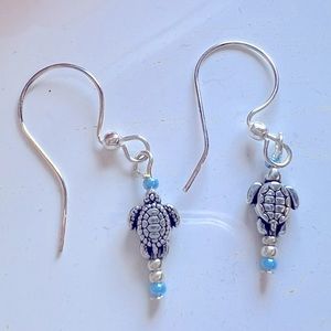 Baby Turtles earrings silver plated French wires. One of a kind artisan. 🐢 🐢